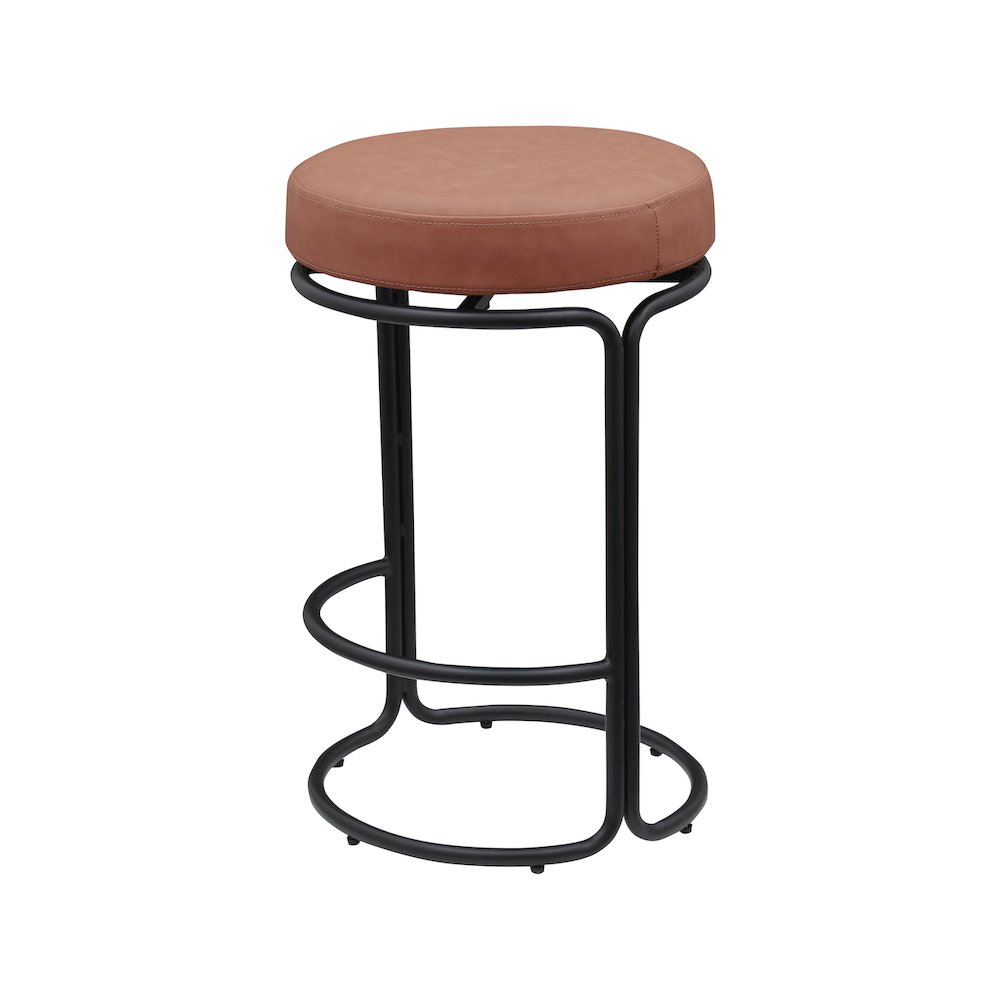 Madison Cognac Vegan Leather Counter Stool, Set of 2