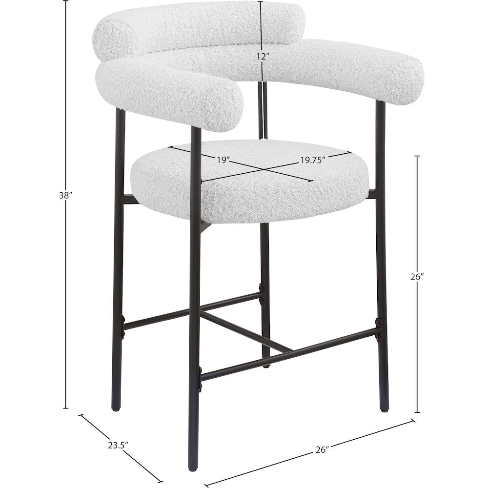 Blake Cream Boucle Fabric Counter Stool, Set of 2