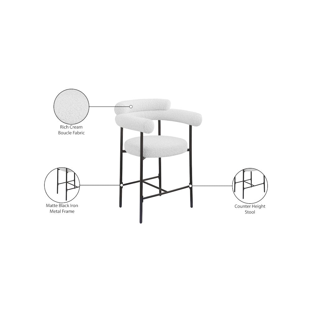 Blake Cream Boucle Fabric Counter Stool, Set of 2