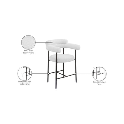 Blake Cream Boucle Fabric Counter Stool, Set of 2