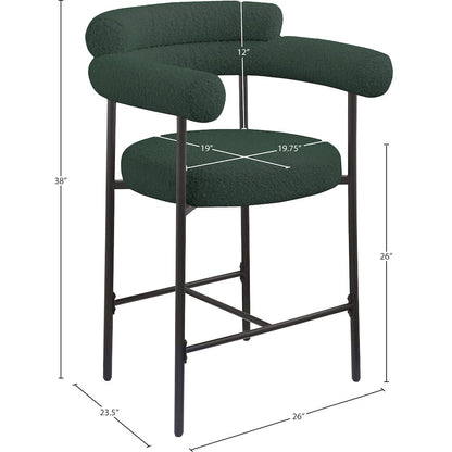 Blake Green Boucle Fabric Counter Stool, Set of 2