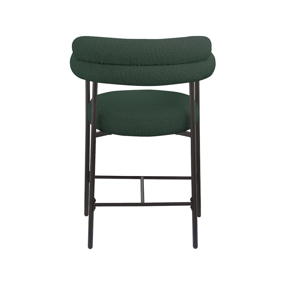 Blake Green Boucle Fabric Counter Stool, Set of 2