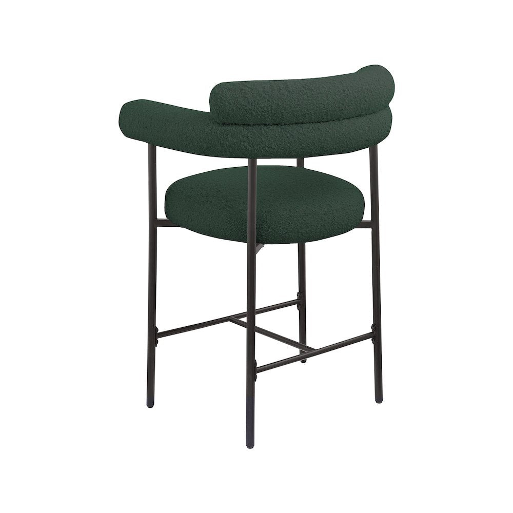 Blake Green Boucle Fabric Counter Stool, Set of 2