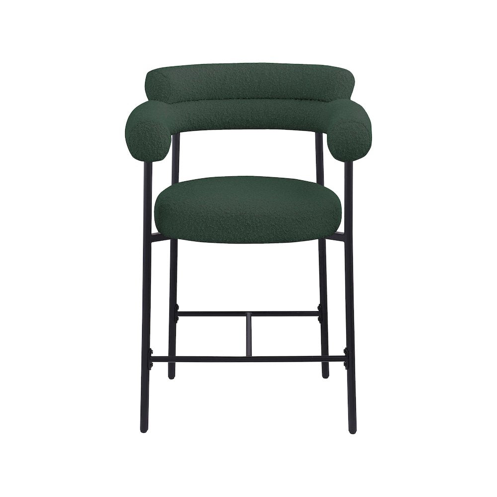 Blake Green Boucle Fabric Counter Stool, Set of 2