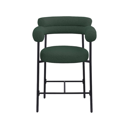 Blake Green Boucle Fabric Counter Stool, Set of 2