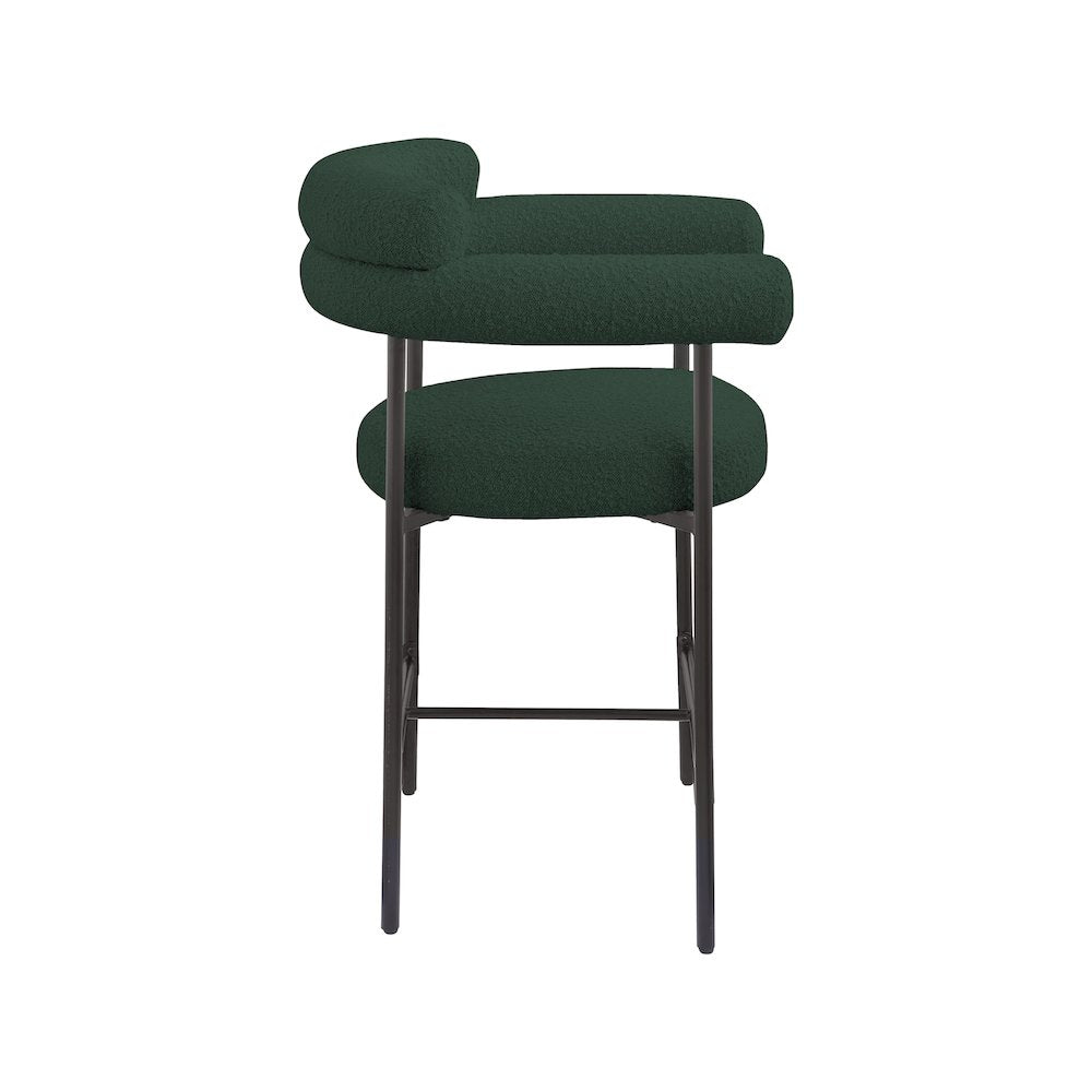 Blake Green Boucle Fabric Counter Stool, Set of 2