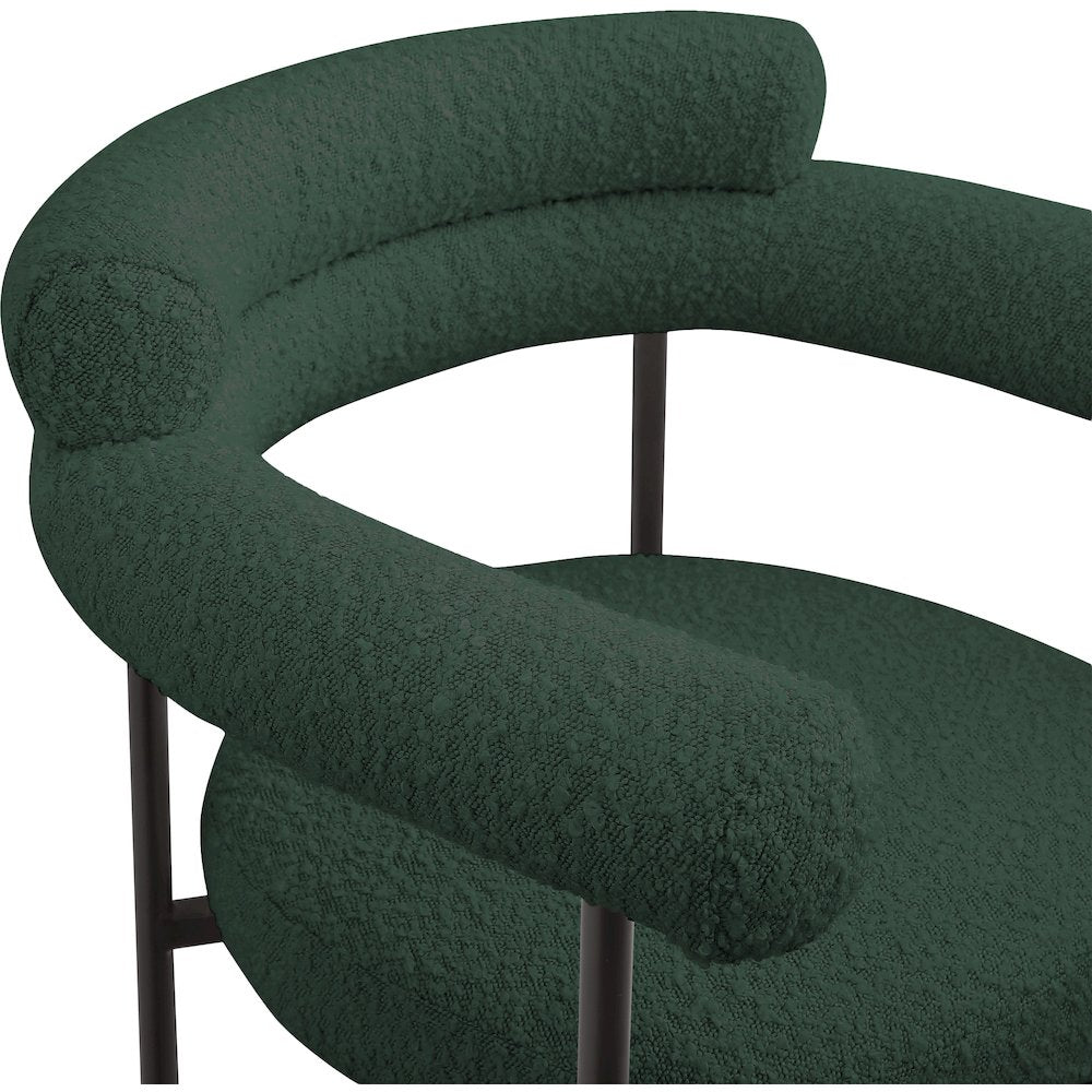 Blake Green Boucle Fabric Counter Stool, Set of 2
