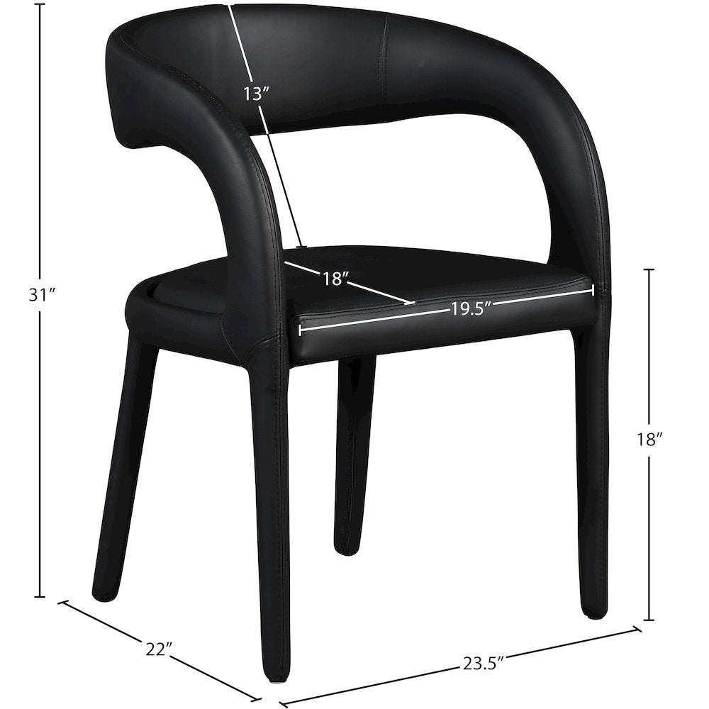 Sylvester Black Vegan Leather Dining Chair