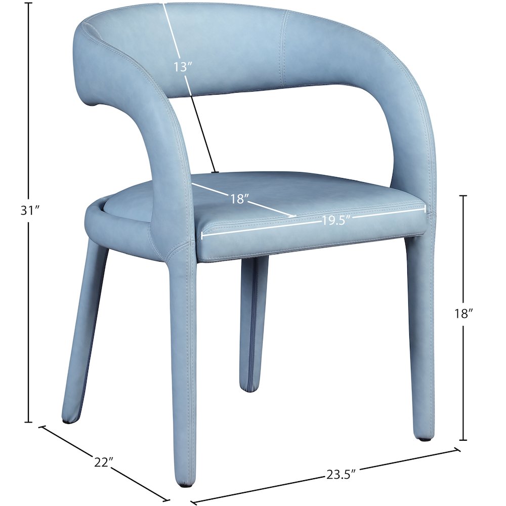 Sylvester Light Blue Vegan Leather Dining Chair