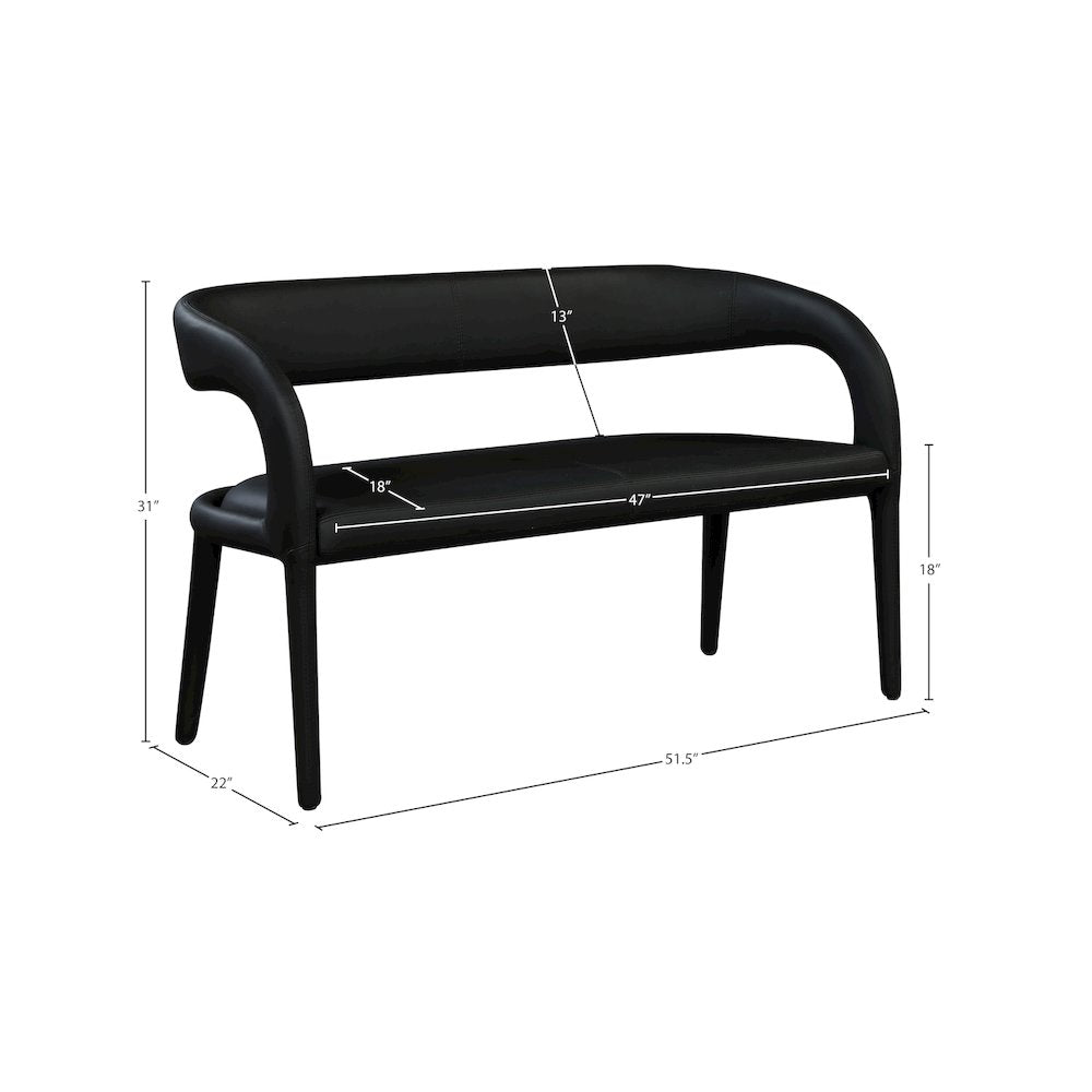 Sylvester Black Vegan Leather Bench