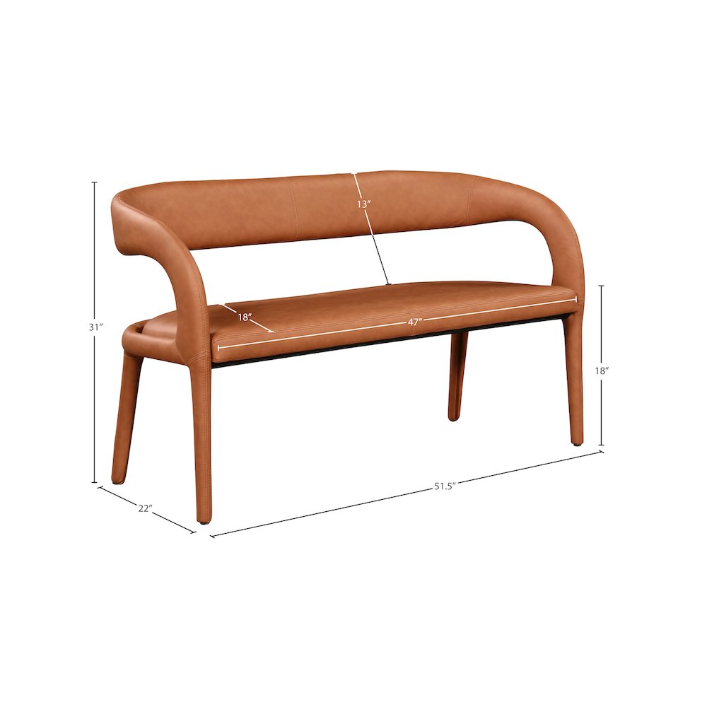 Sylvester Cognac Vegan Leather Bench