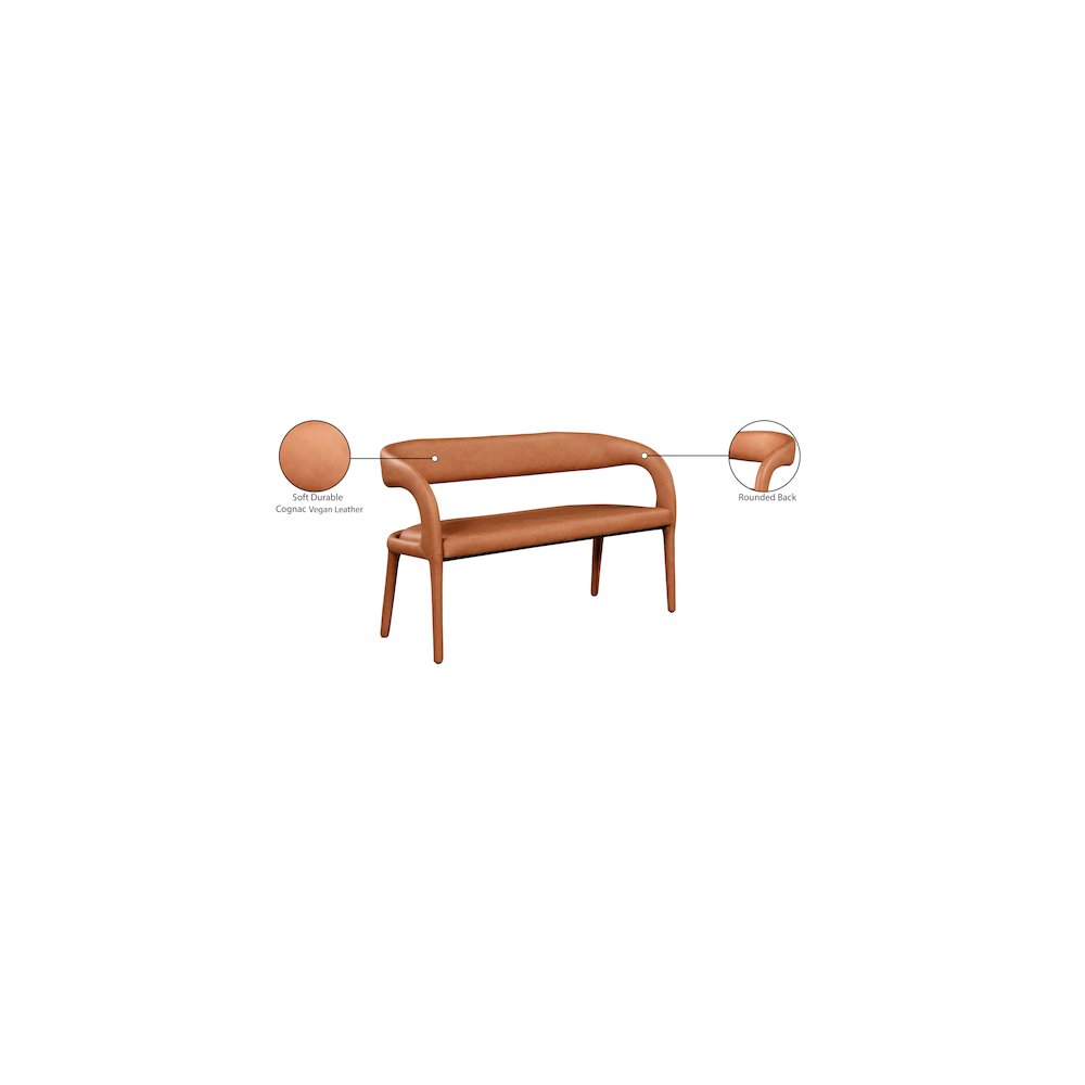 Sylvester Cognac Vegan Leather Bench
