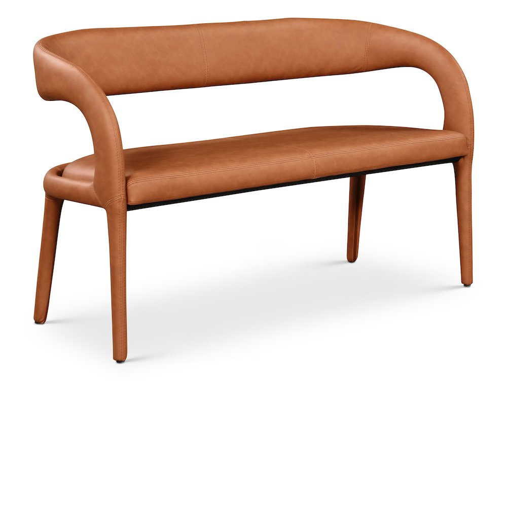 Sylvester Cognac Vegan Leather Bench