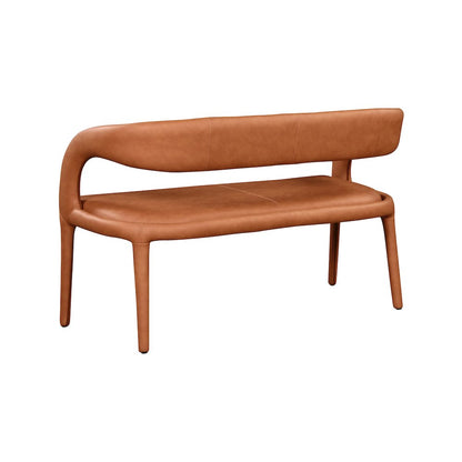 Sylvester Cognac Vegan Leather Bench