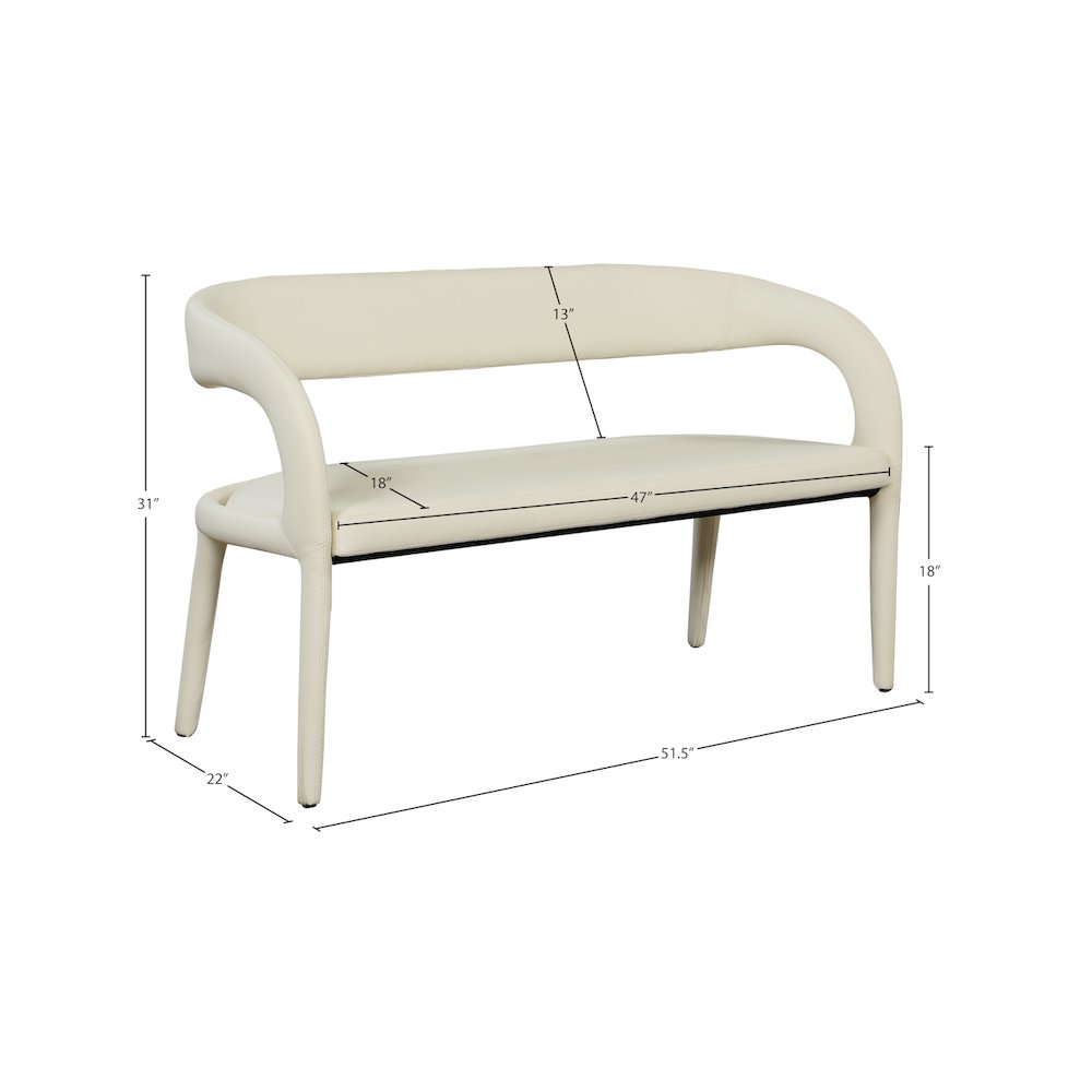 Sylvester Cream Vegan Leather Bench
