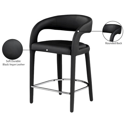 Sylvester Black Vegan Leather Stool