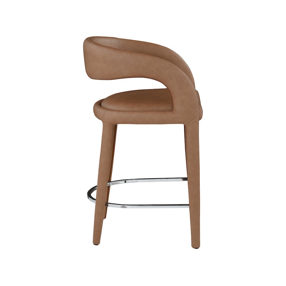 Sylvester Brown Vegan Leather Stool