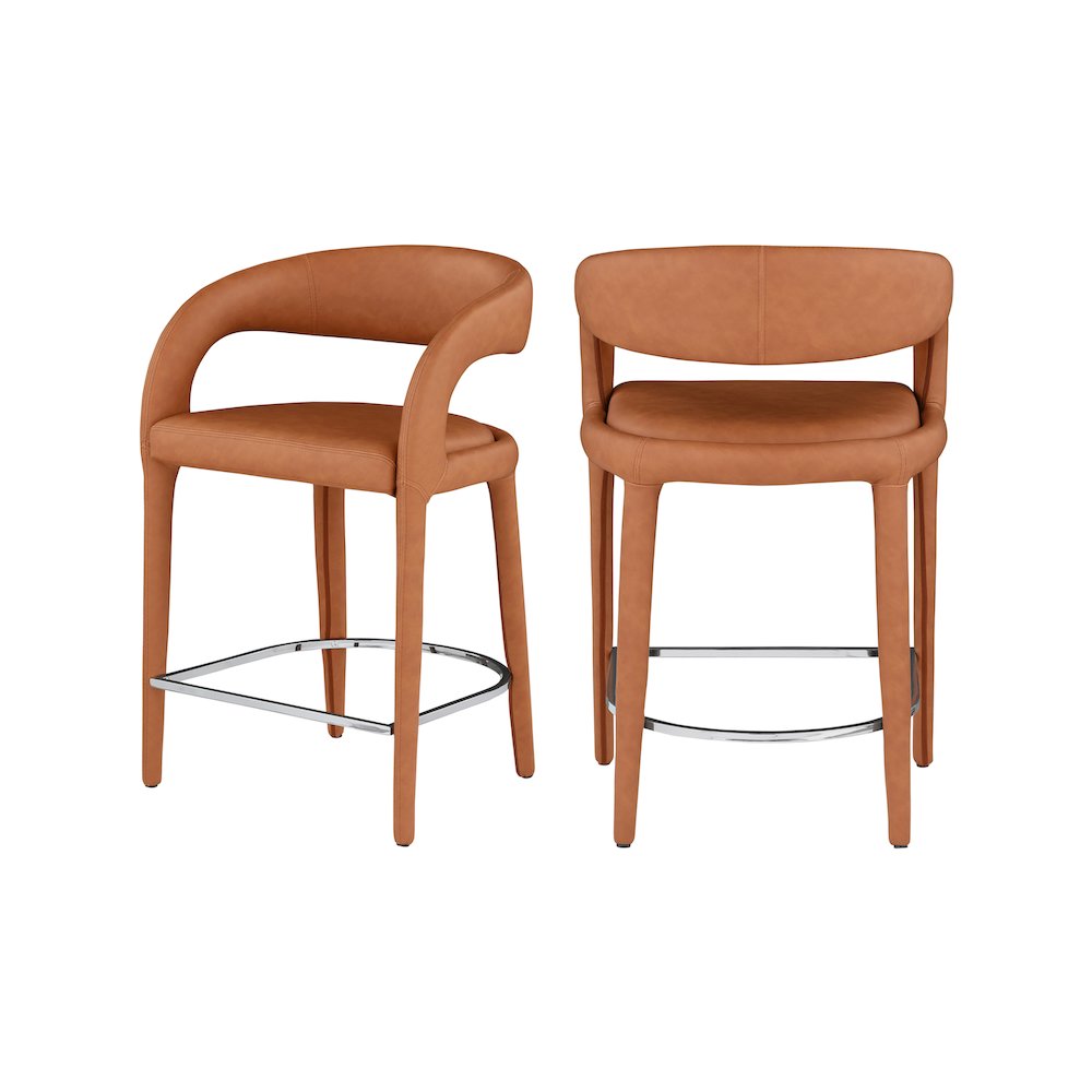 Sylvester Cognac Vegan Leather Stool