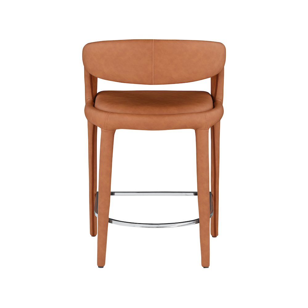 Sylvester Cognac Vegan Leather Stool