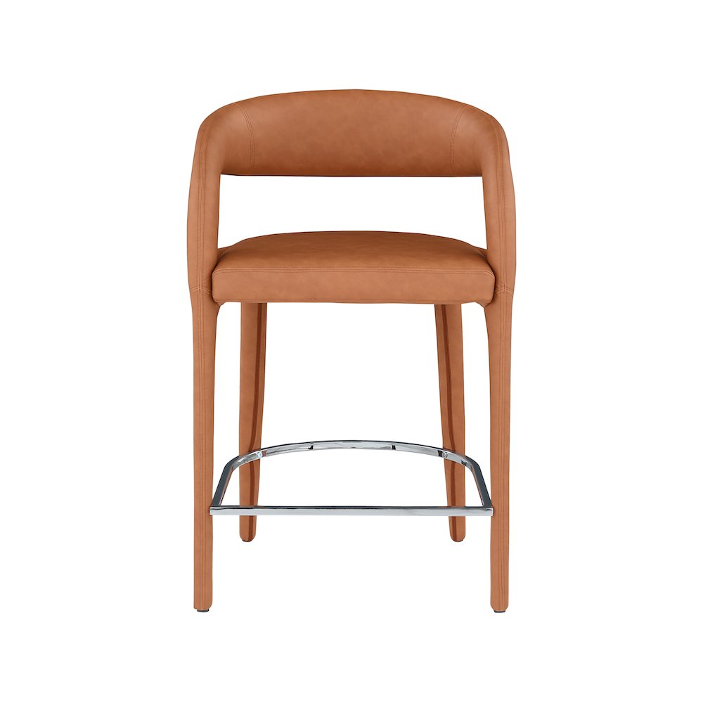 Sylvester Cognac Vegan Leather Stool