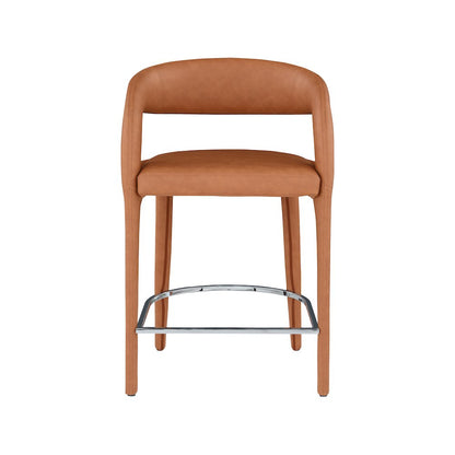 Sylvester Cognac Vegan Leather Stool