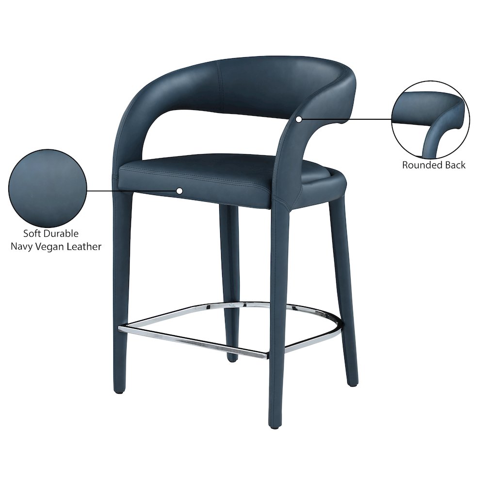 Sylvester Navy Vegan Leather Stool