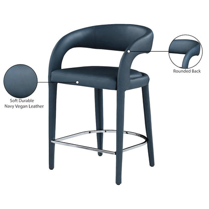 Sylvester Navy Vegan Leather Stool