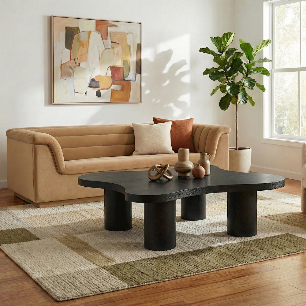 Cove Black Oak Veneer And Solid Wood Coffee Table