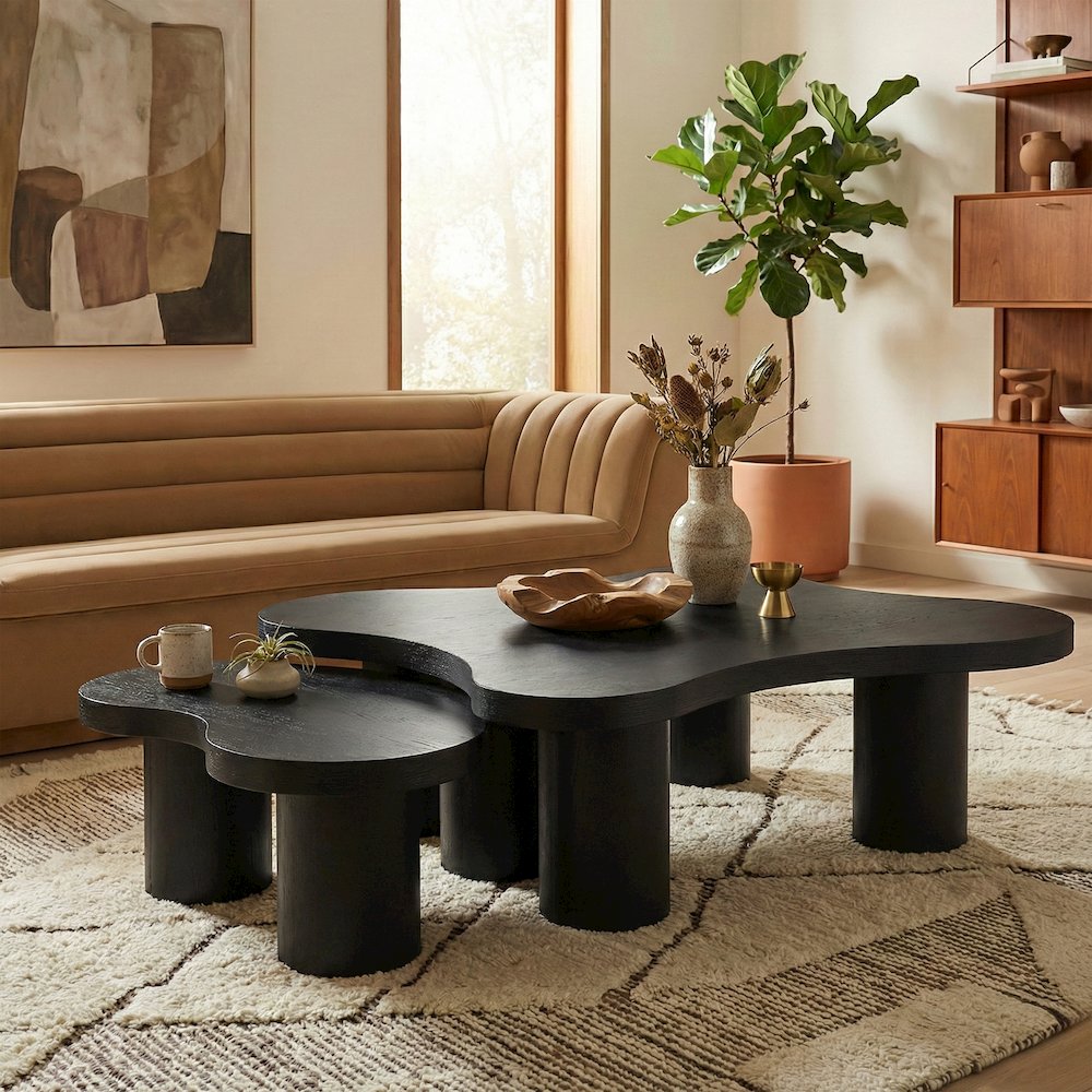 Cove Black Oak Veneer And Solid Wood 2pc. Coffee Table