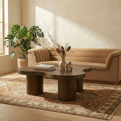 Cove Brown Walnut Oak Veneer And Solid Wood Coffee Table
