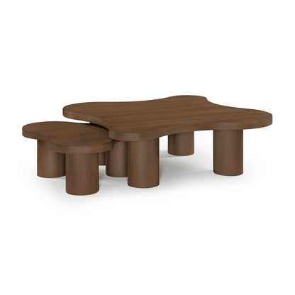 Cove Brown Walnut Oak Veneer And Solid Wood 2pc. Coffee Table
