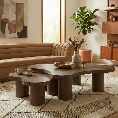 Cove Brown Walnut Oak Veneer And Solid Wood 2pc. Coffee Table