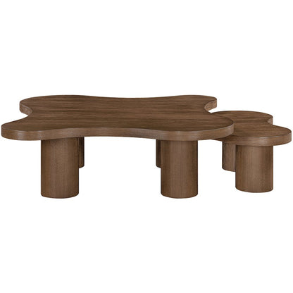 Cove Brown Walnut Oak Veneer And Solid Wood 2pc. Coffee Table