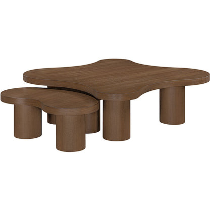 Cove Brown Walnut Oak Veneer And Solid Wood 2pc. Coffee Table