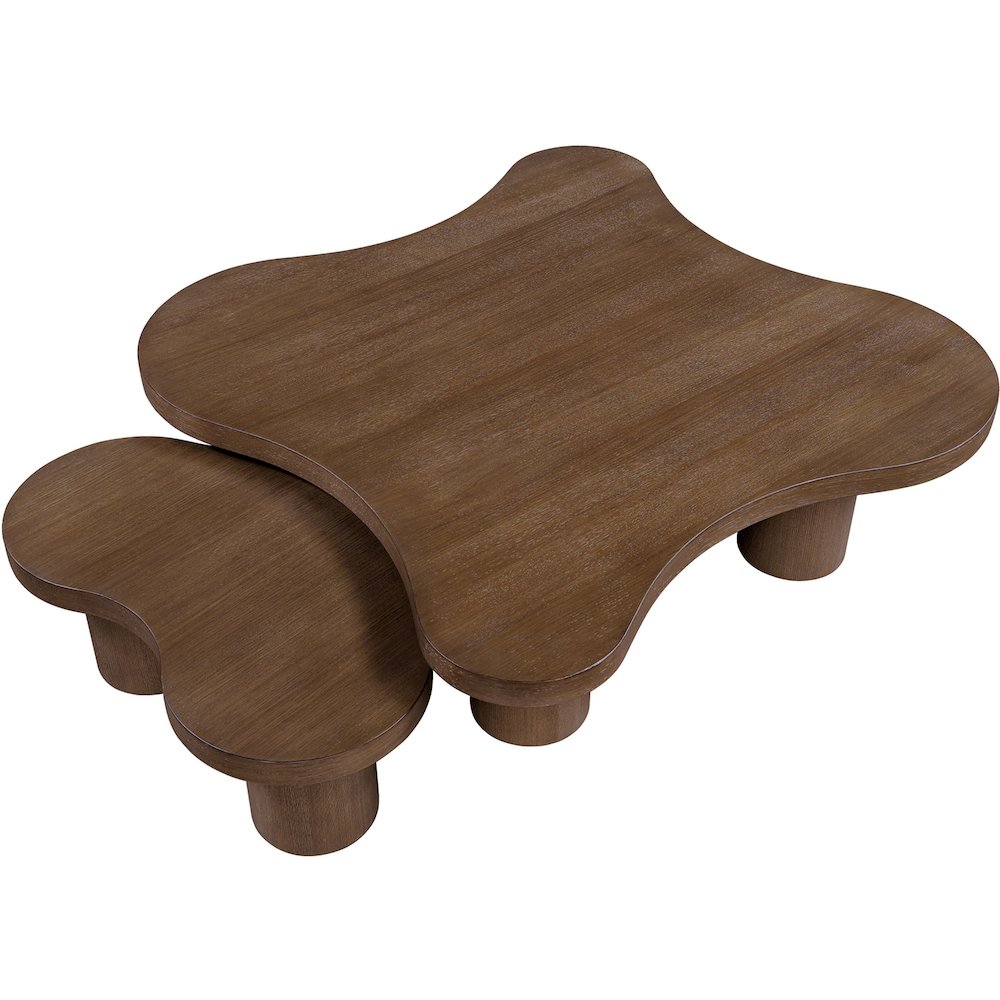 Cove Brown Walnut Oak Veneer And Solid Wood 2pc. Coffee Table