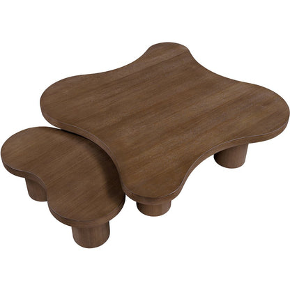 Cove Brown Walnut Oak Veneer And Solid Wood 2pc. Coffee Table