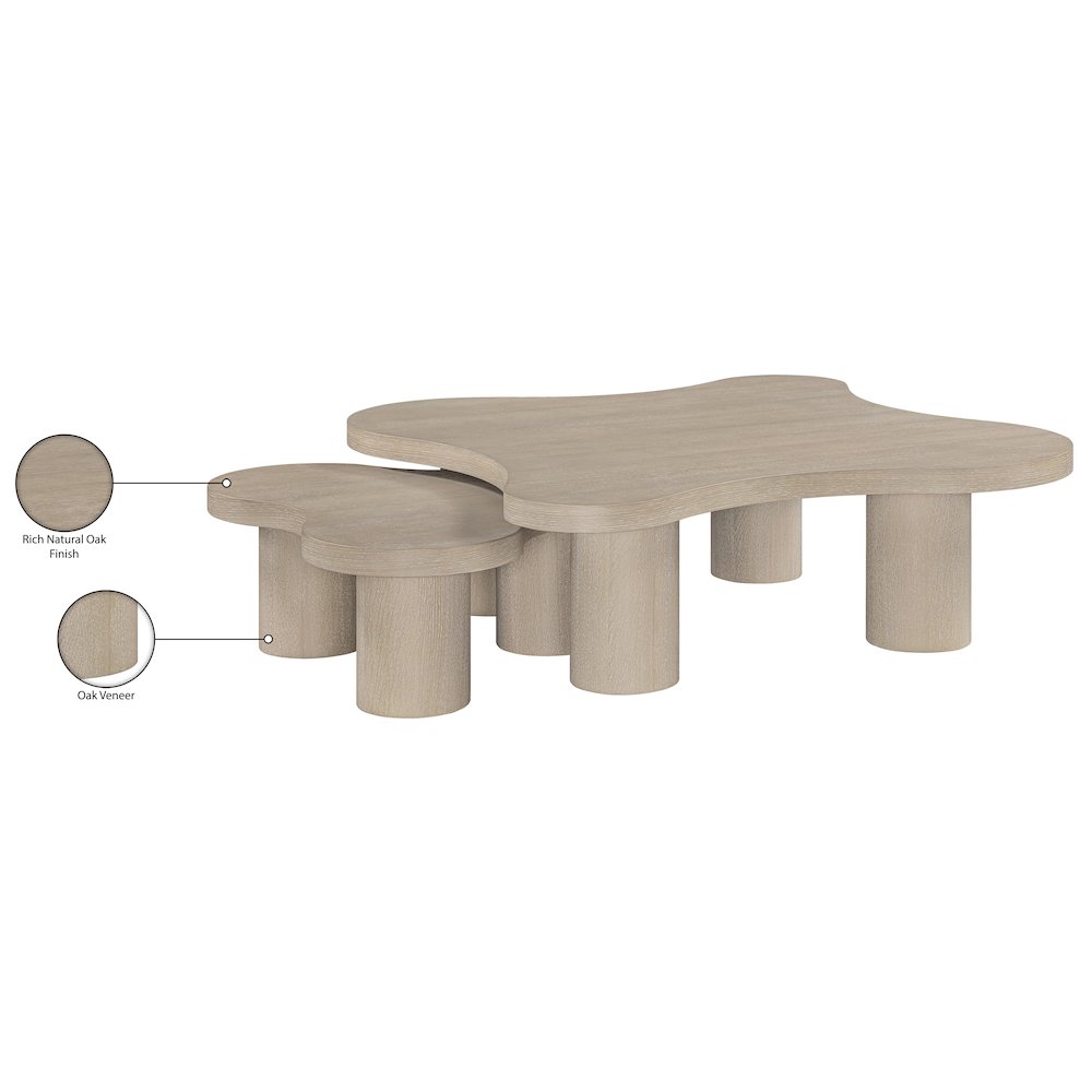 Cove Natural Oak Veneer And Solid Wood 2pc. Coffee Table
