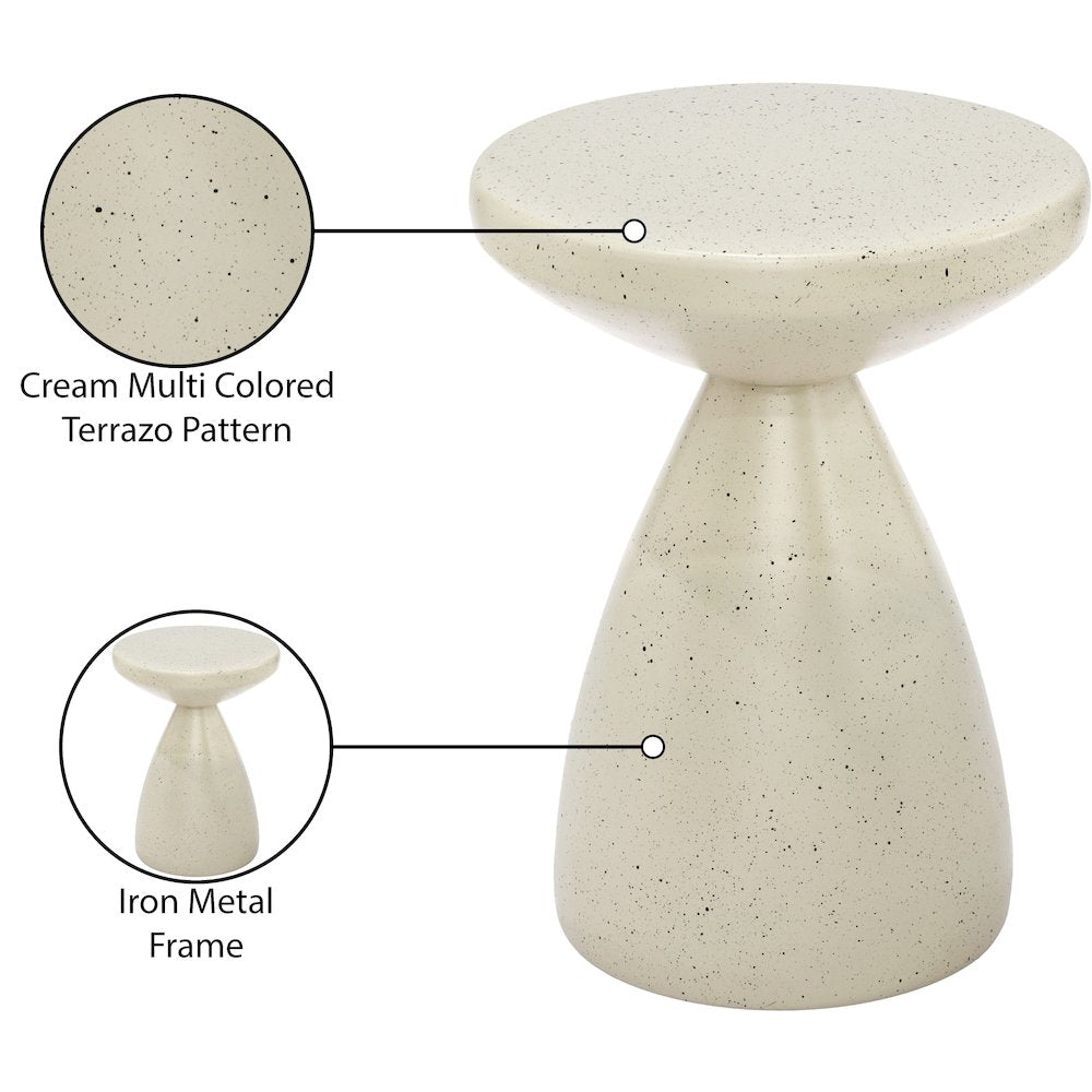 Anika Cream Iron Terrazzo End Table