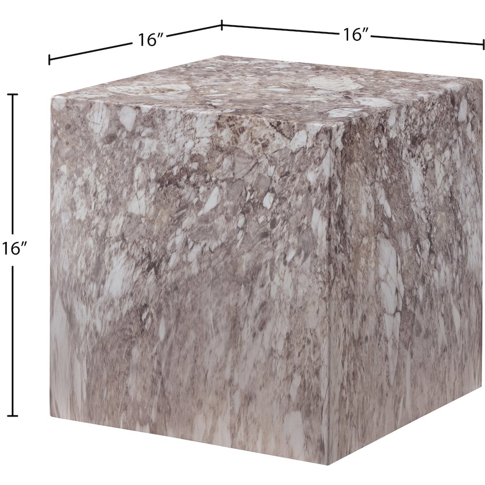 Piazza Brown Marble Finish Concrete End Table