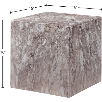 Piazza Brown Marble Finish Concrete End Table