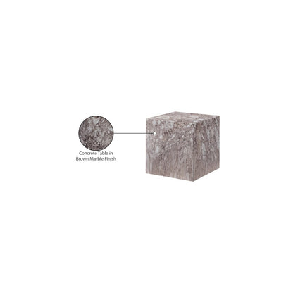 Piazza Brown Marble Finish Concrete End Table