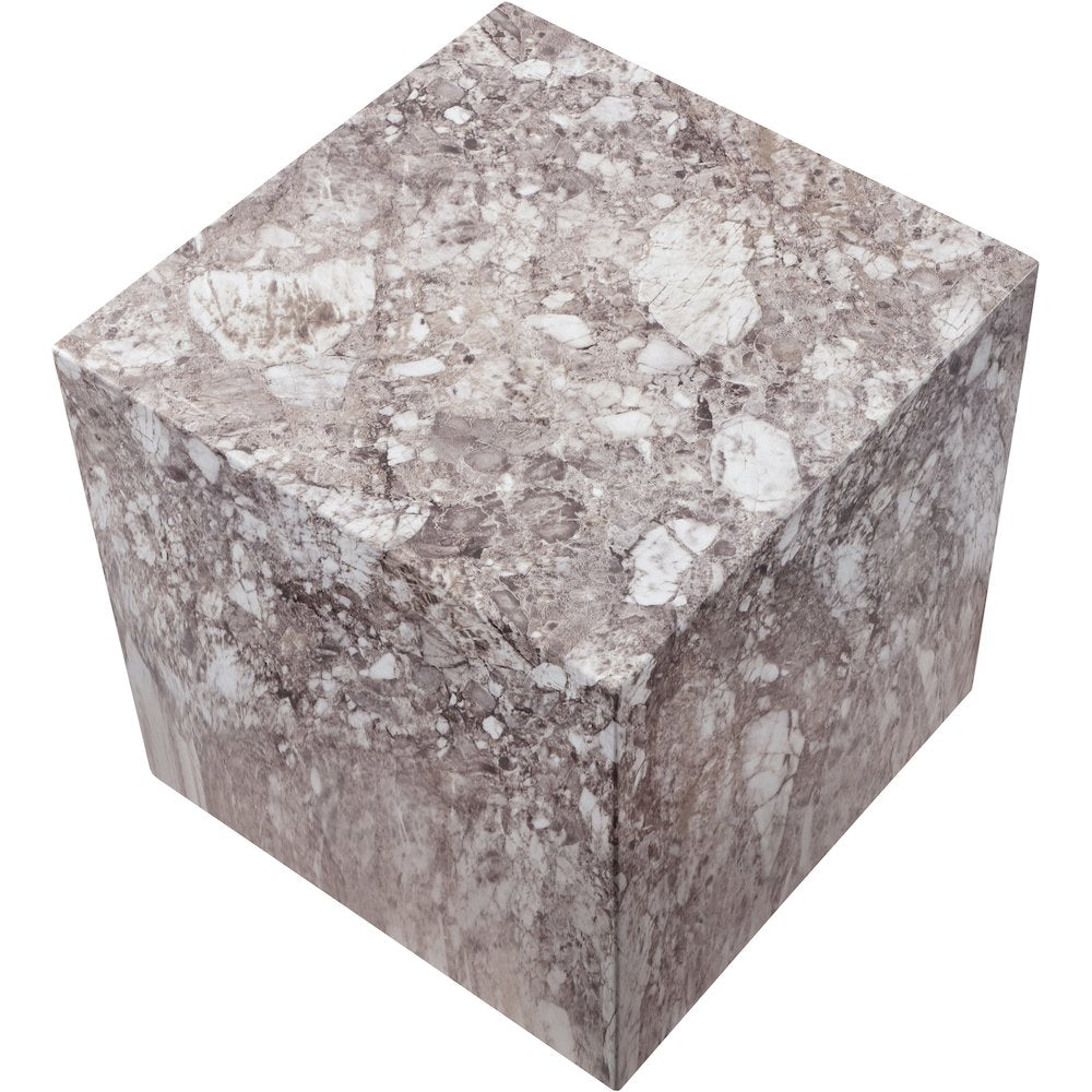 Piazza Brown Marble Finish Concrete End Table