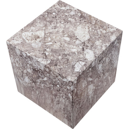 Piazza Brown Marble Finish Concrete End Table