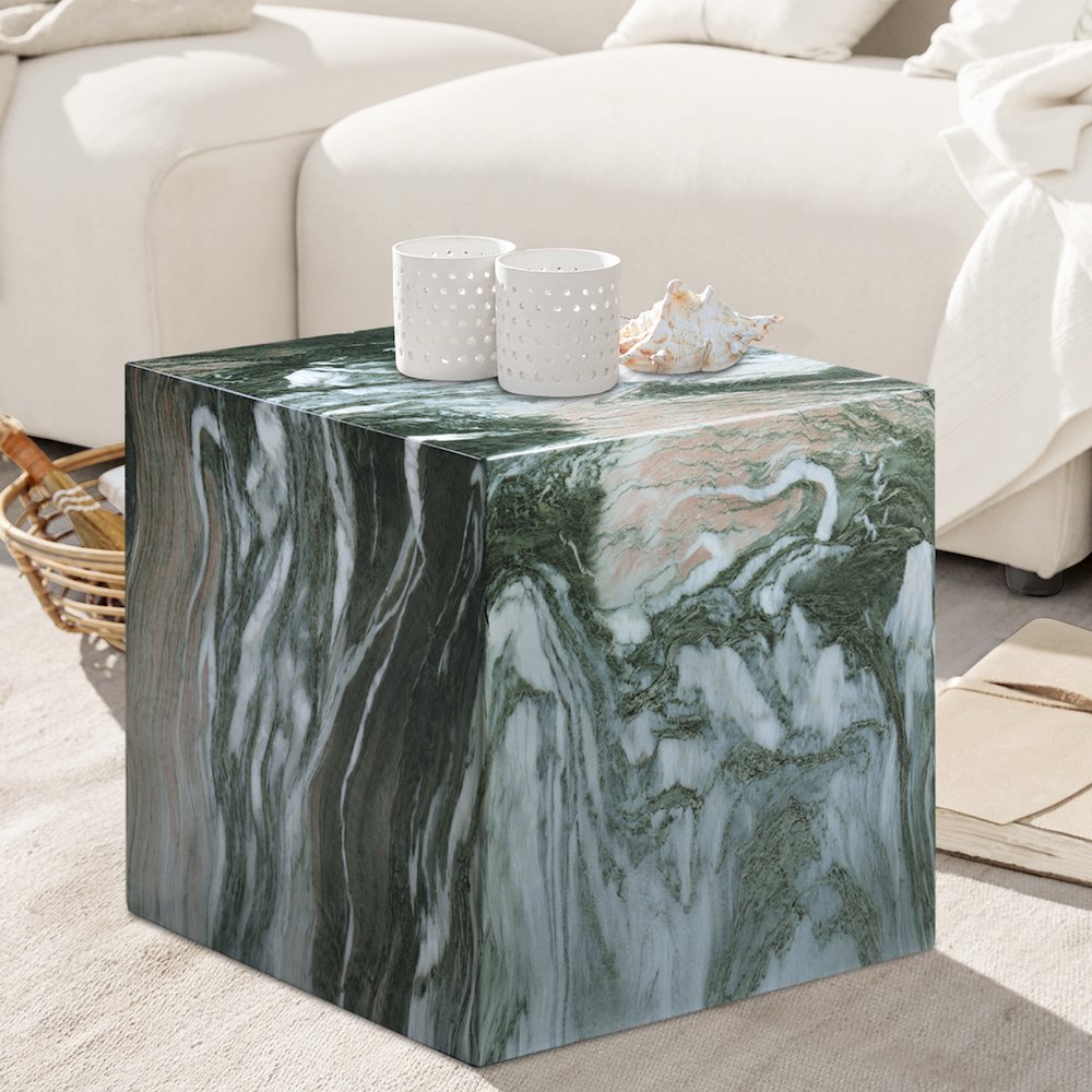 Piazza Green Marble Finish Concrete End Table