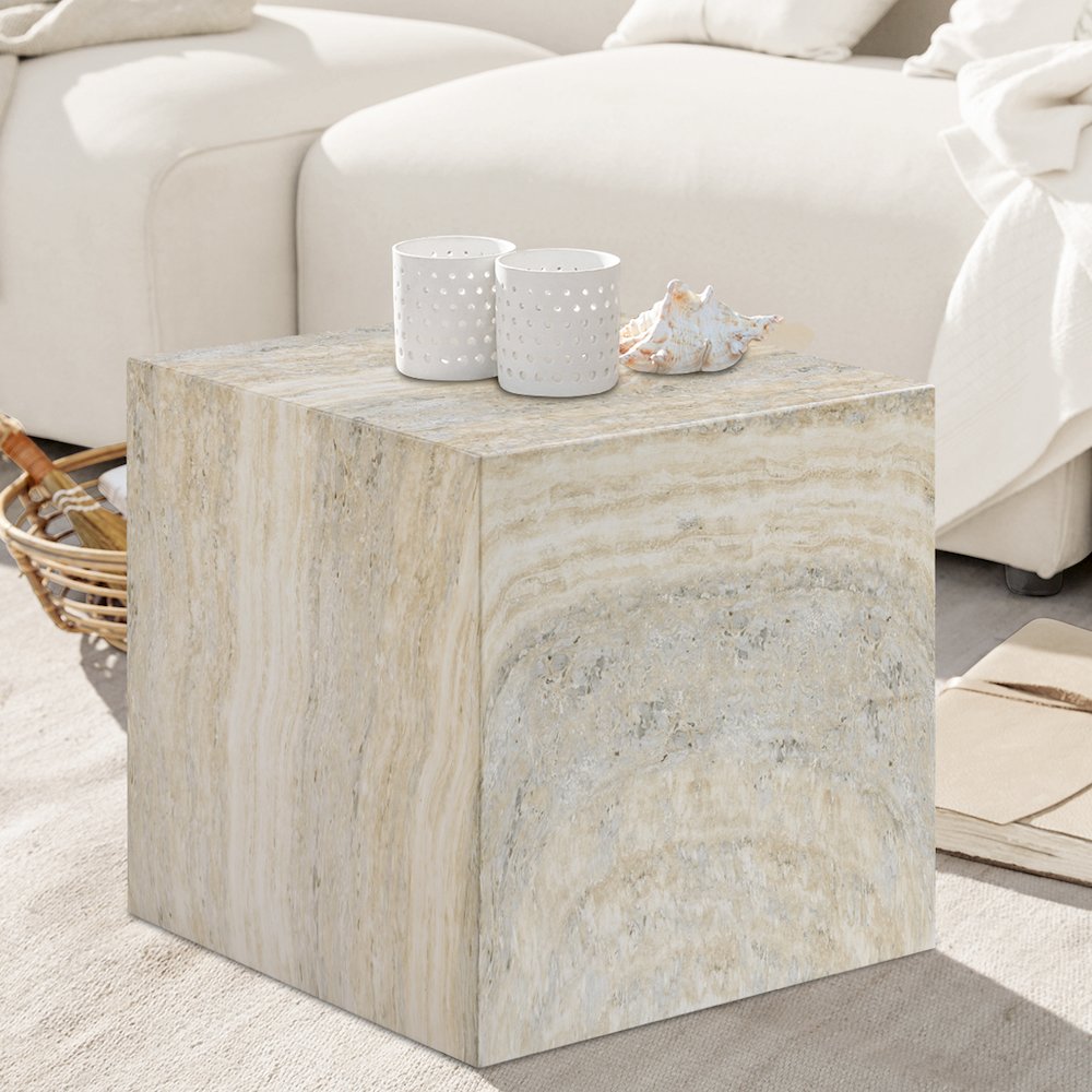 Piazza Travertine Travertine Finish Concrete End Table