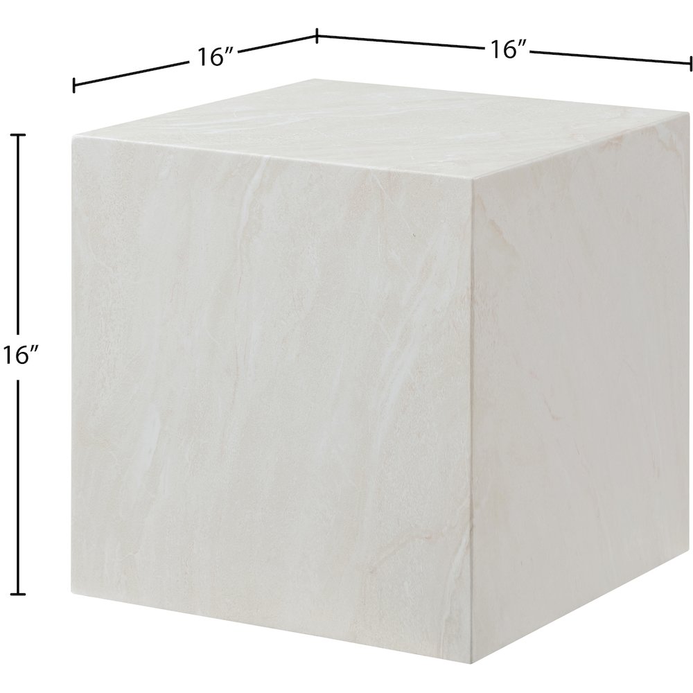 Piazza White Marble Finish Concrete End Table