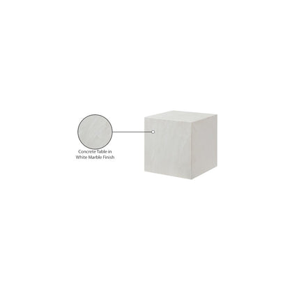Piazza White Marble Finish Concrete End Table