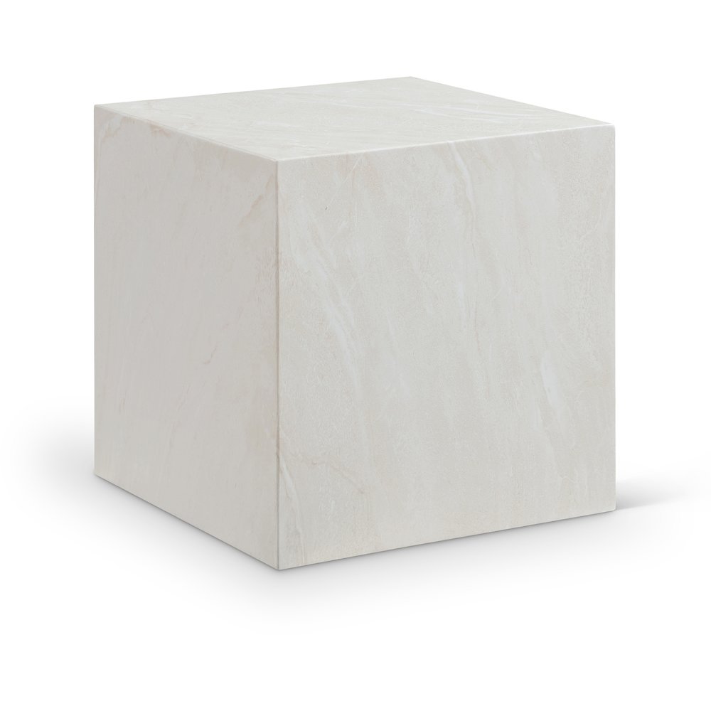 Piazza White Marble Finish Concrete End Table