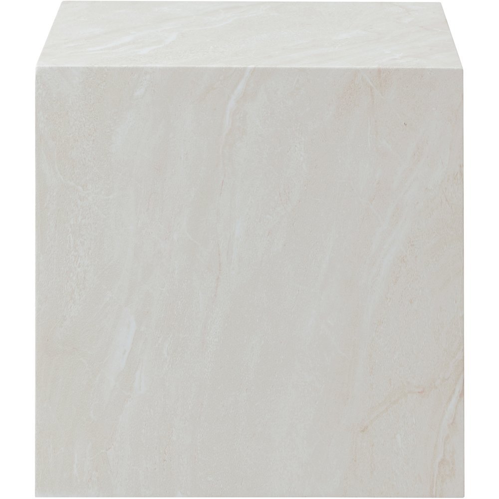 Piazza White Marble Finish Concrete End Table
