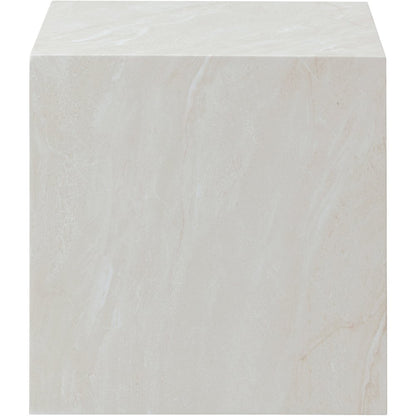 Piazza White Marble Finish Concrete End Table